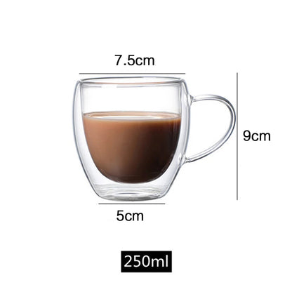 150/250/350/450ml Heat Resistant Double Wall Coffee Cup Transparent Glass Whiskey Tea Milk Cups Cold Beverage Wine Mug Drinkware