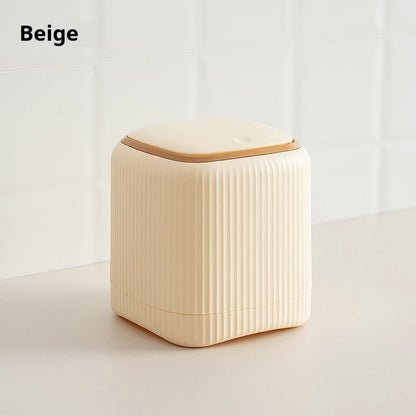 Desktop Trash Can with Lid In/Outside Double barrels Garbage Waste Bin Organizer Bedroom Office Desk Storage Box Durable Plastic