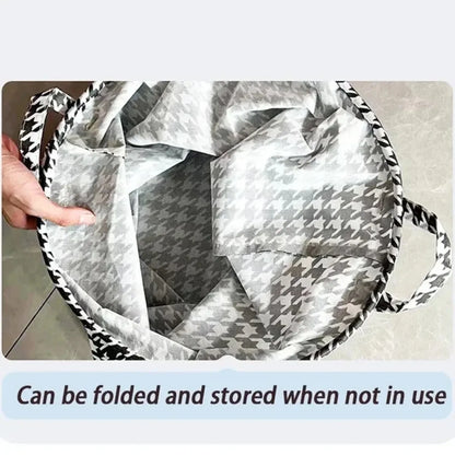Laundry Basket with Handles,Houndstooth Blanket Storage Basket,Foldable Bedroom Hamper,Dirty Clothes Toys Hamper for Living Room