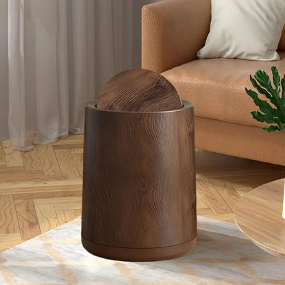 Bathroom Trash Can Round Garbage Bin with Swing Lid Large Capacity Easy to Clean Kitchen Waste Bin Decoration