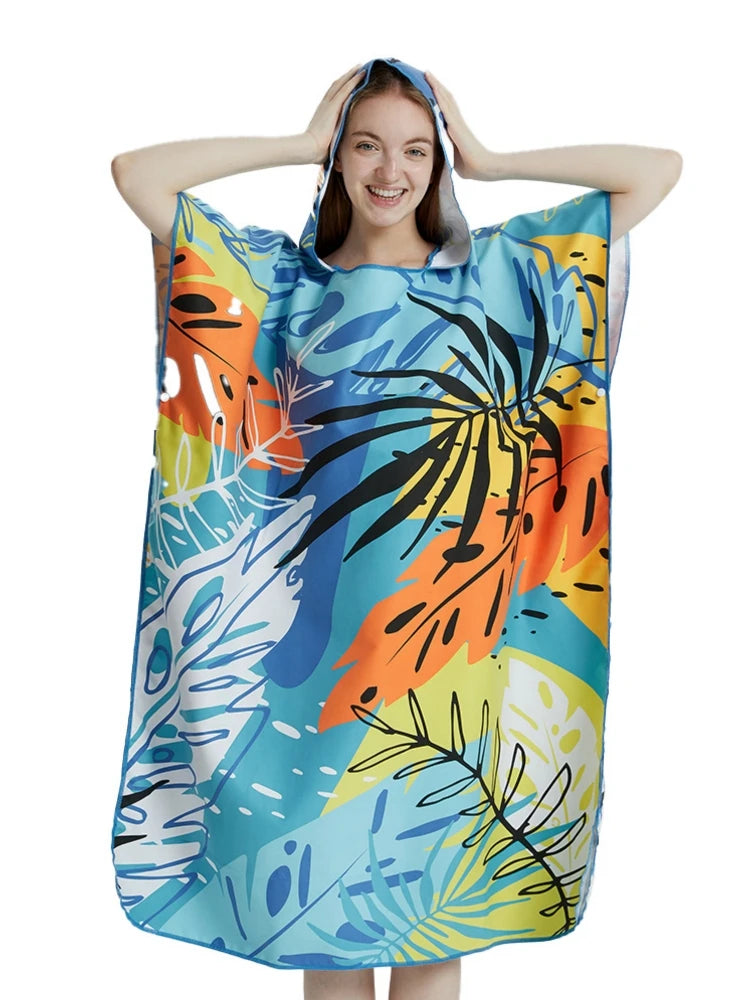 Surf Poncho Towel Poncho Quick-Dry Towel Hoodie Microfiber Beach Robe Changing Poncho Swim Towel Beach Poncho For Adults (A20)