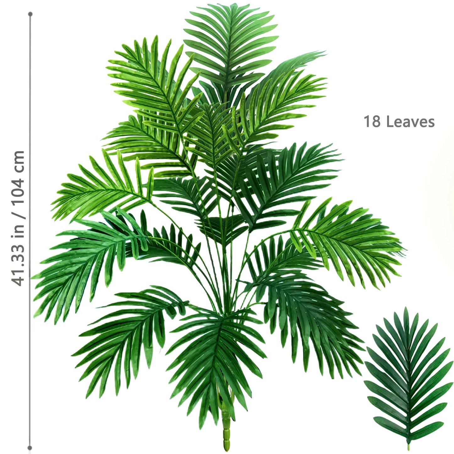 66-125cm（49.2in） Artificial Palm Tree Tropical Fake Plant Green Plastic Palm Leaf Branches Suitable for Home Garden Decoration