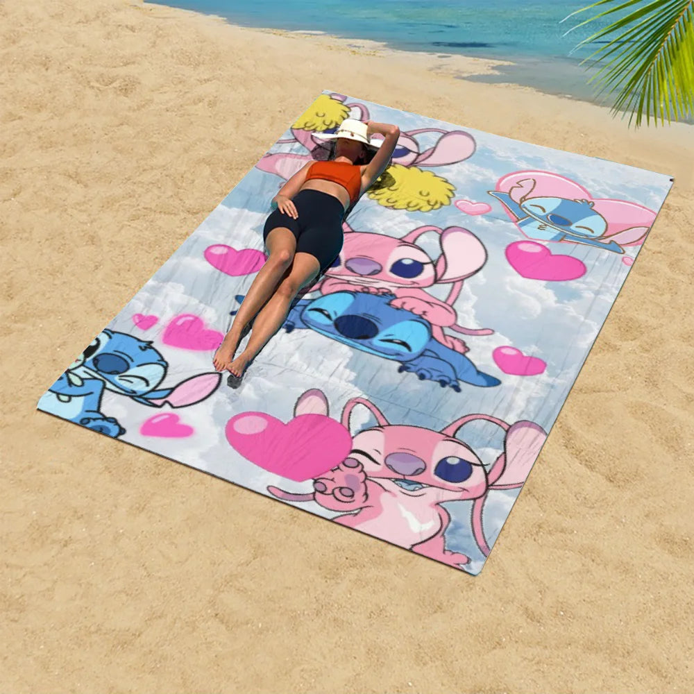 1 PC Stitch Cartoon Disney Collection Beach Towel - Super Absorbent, Quick Dry, Lightweight, Soft & Oversized Microfiber Beach B
