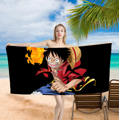 One Piece Luffy Bath Towel - Anime Design, Soft Absorbent, Perfect for Fans, Adds Adventure to Your Beach Days