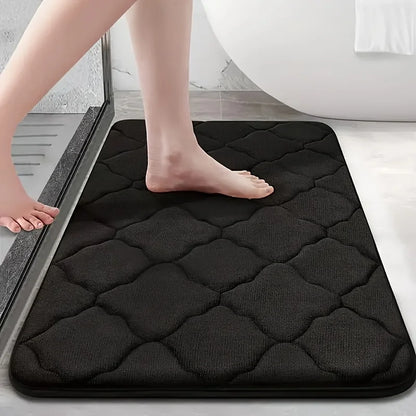 Non-Slip Bathroom Mat with Thick Memory Foam - Absorbent Polyester Floor Pad for Toilet Entrance Slow Rebound Sponge