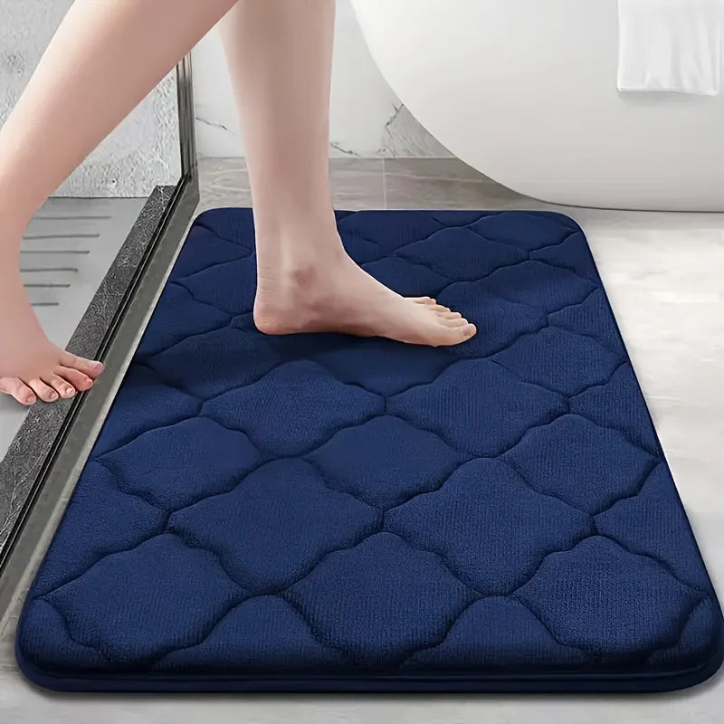 Non-Slip Bathroom Mat with Thick Memory Foam - Absorbent Polyester Floor Pad for Toilet Entrance Slow Rebound Sponge