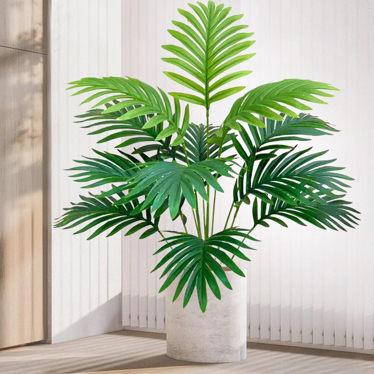 66-125cm（49.2in） Artificial Palm Tree Tropical Fake Plant Green Plastic Palm Leaf Branches Suitable for Home Garden Decoration