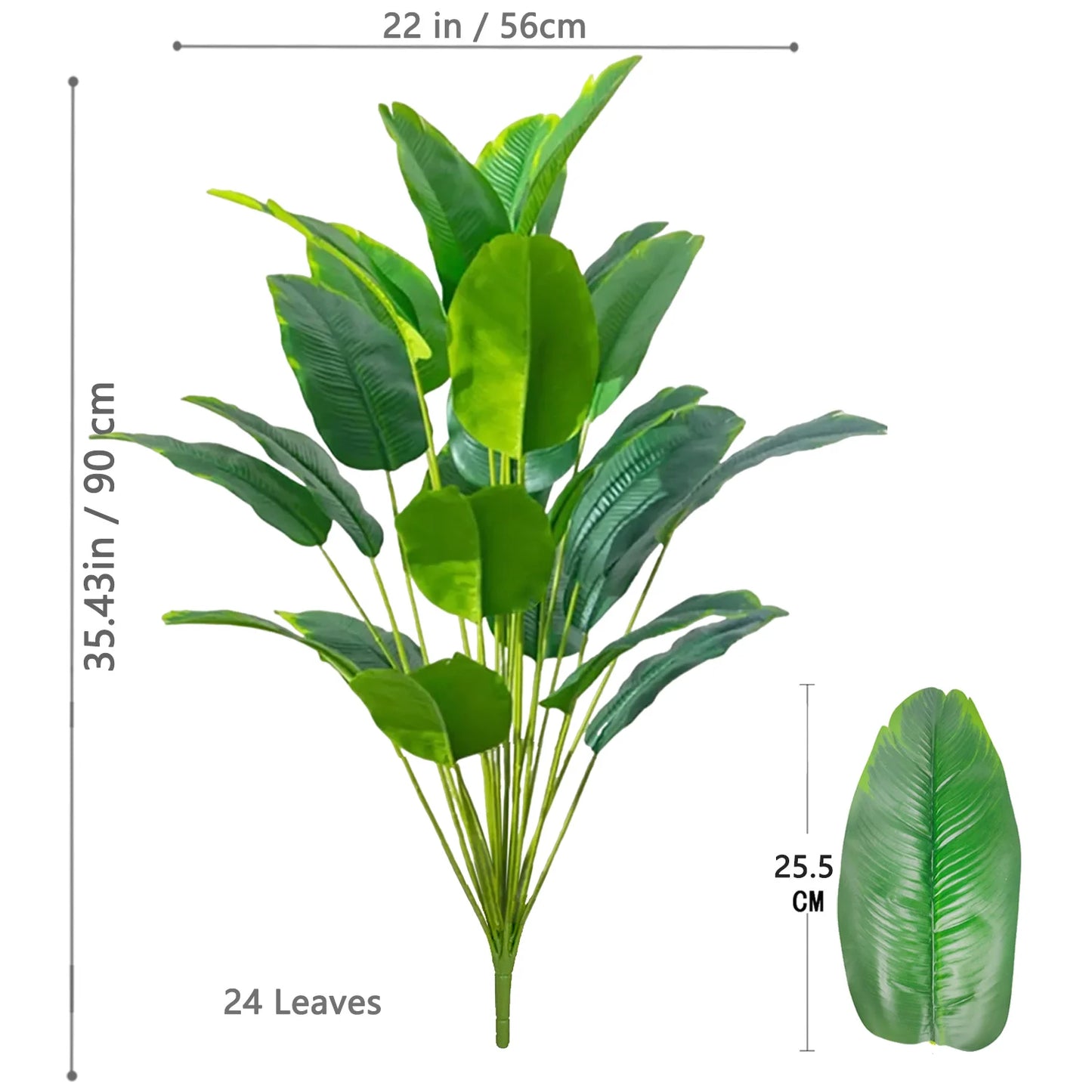 60-90-120cm（47.2in) Artificial Tropical Palm Tree Fake Banana Plant Leaves Real Touch Strelitzia Plastic Plant for Home Garden