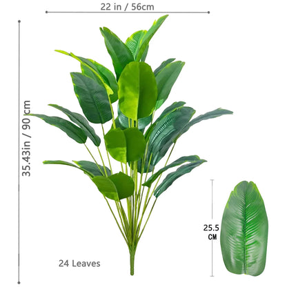 60-90-120cm（47.2in) Artificial Tropical Palm Tree Fake Banana Plant Leaves Real Touch Strelitzia Plastic Plant for Home Garden