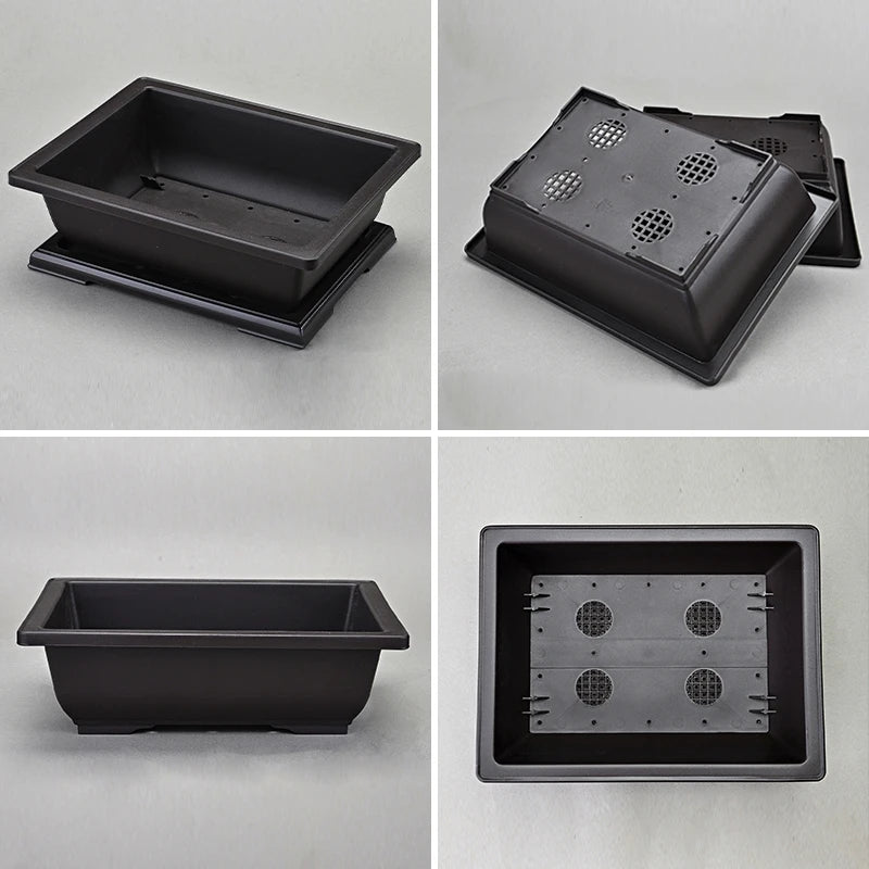 Rectangular Bonsai Training Pots Plastic Flowerpot with Drainage Tray Succulent Plants Pot Bonsai Plants Growing Pots Home Decor