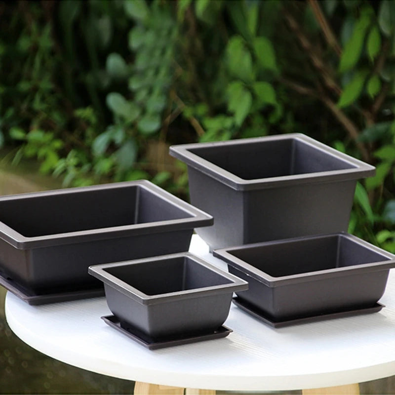 Rectangular Bonsai Training Pots Plastic Flowerpot with Drainage Tray Succulent Plants Pot Bonsai Plants Growing Pots Home Decor