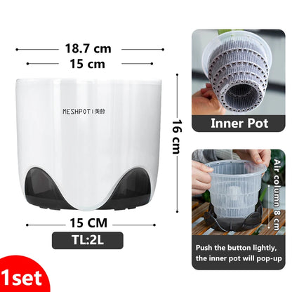Meshpot 12 cm Plastic Orchid Pot Inner Clear Orchid Planter Double Layer Good Outlooking Plants Container Garden Accessories