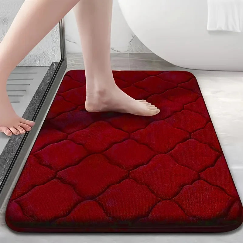 Non-Slip Bathroom Mat with Thick Memory Foam - Absorbent Polyester Floor Pad for Toilet Entrance Slow Rebound Sponge