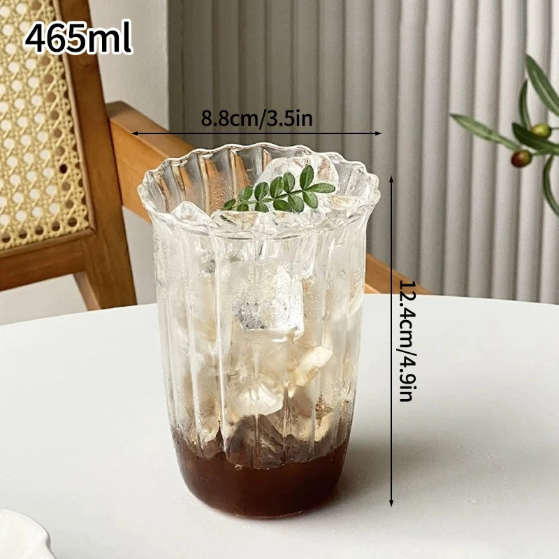 Glass Drinkware Cold Coffee Cups Latte Coffee Glass Iced Juice Milk Water Bottle Aesthetic Cup Wine Cocktail Glass כוסות לקפה קר