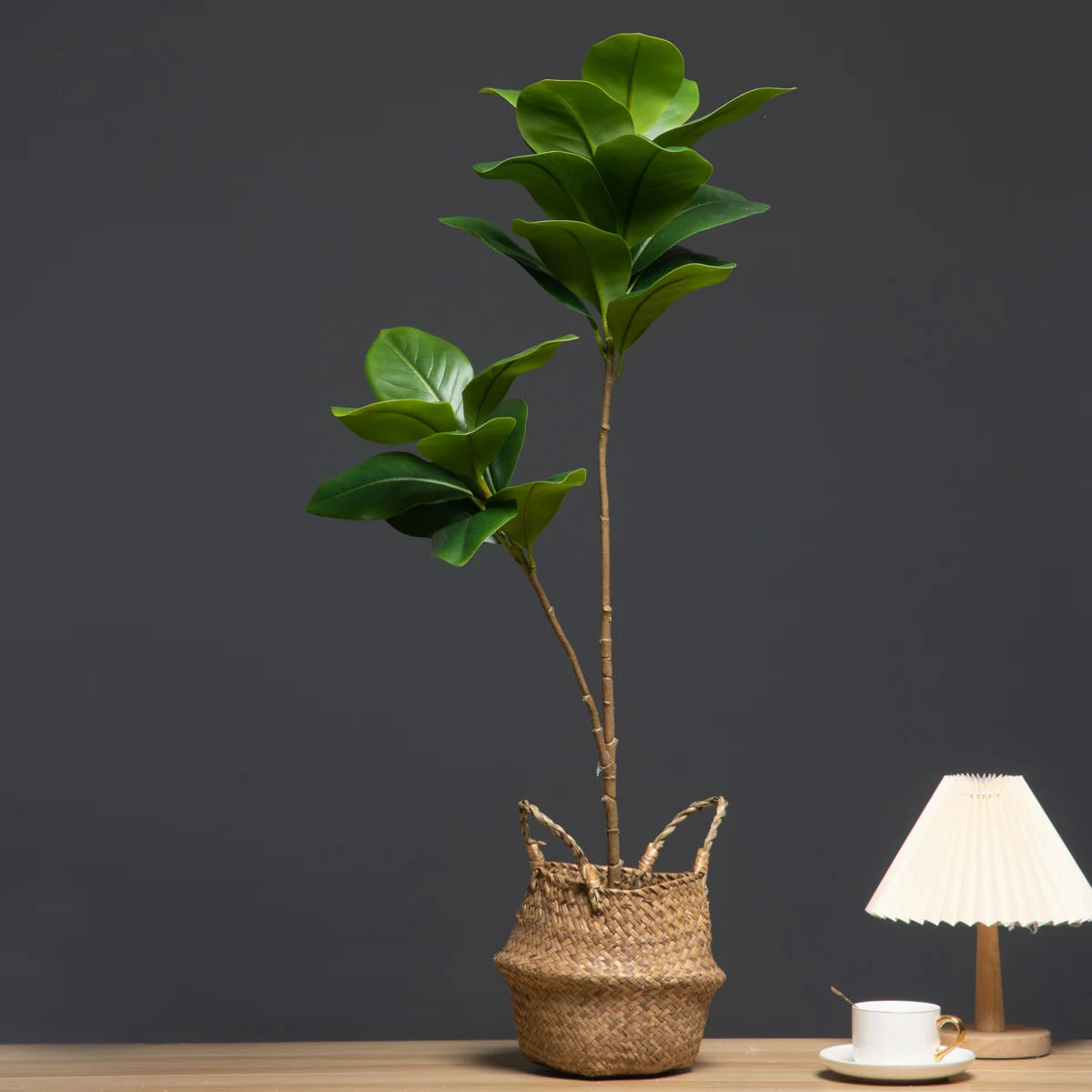 105cm 2 Forks Large Artificial Plants Fake Magnolia Tree Branch Plastic Rubber Leaves Tall Green Landscape For Home Garden Decor