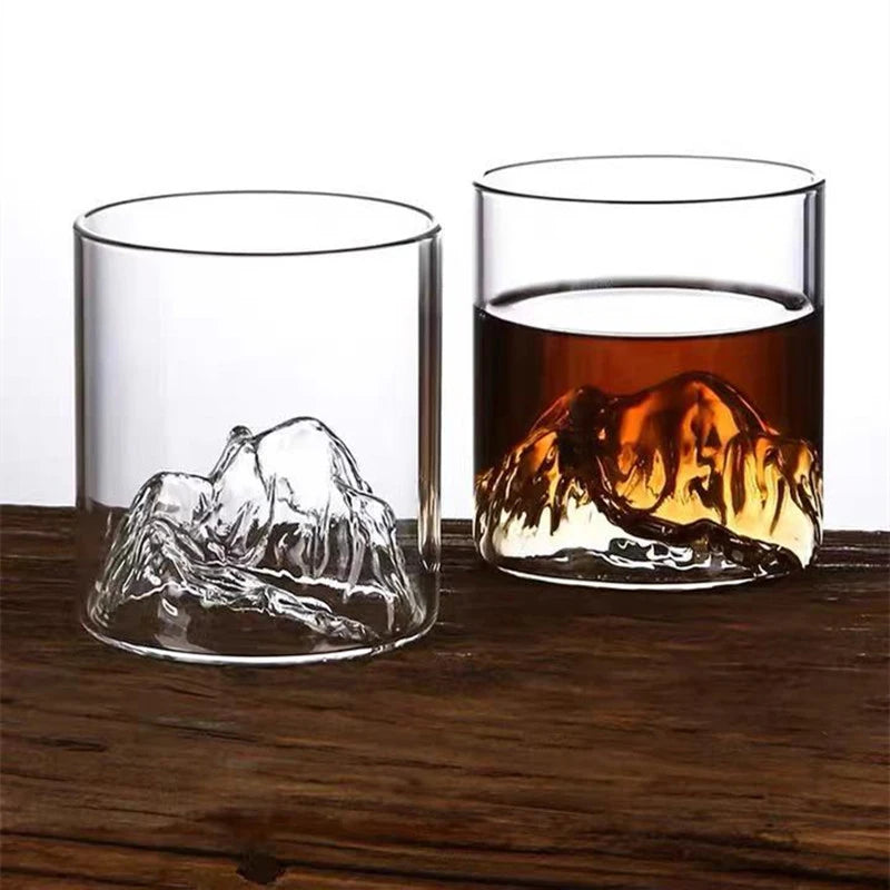200/300/350ML 3D Mountain Whiskey Glass,Transparent Multipurpose Beer Tea Coffee Cup for Home,3D Landscape Cup  for Bar Party