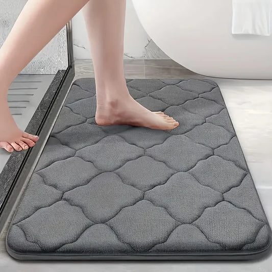 Non-Slip Bathroom Mat with Thick Memory Foam - Absorbent Polyester Floor Pad for Toilet Entrance Slow Rebound Sponge