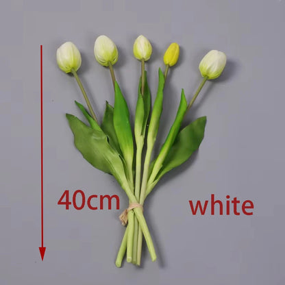 5pcs/Bouquet New Silicone Tulip Artificial Flower 40cm Real Touch Fake Plant B For Wedding Decoration Home Garen Acceeeories