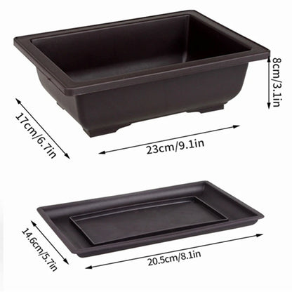 Rectangular Bonsai Training Pots Plastic Flowerpot with Drainage Tray Succulent Plants Pot Bonsai Plants Growing Pots Home Decor