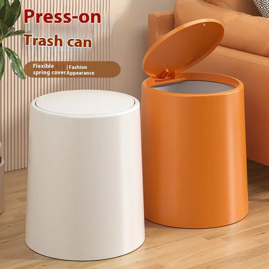 Polychrome Wastebasket Press Type Can DIY Solid ColorBedroom Waste Recycle Bin Odor Proof Trash Can Bathroom Accessories