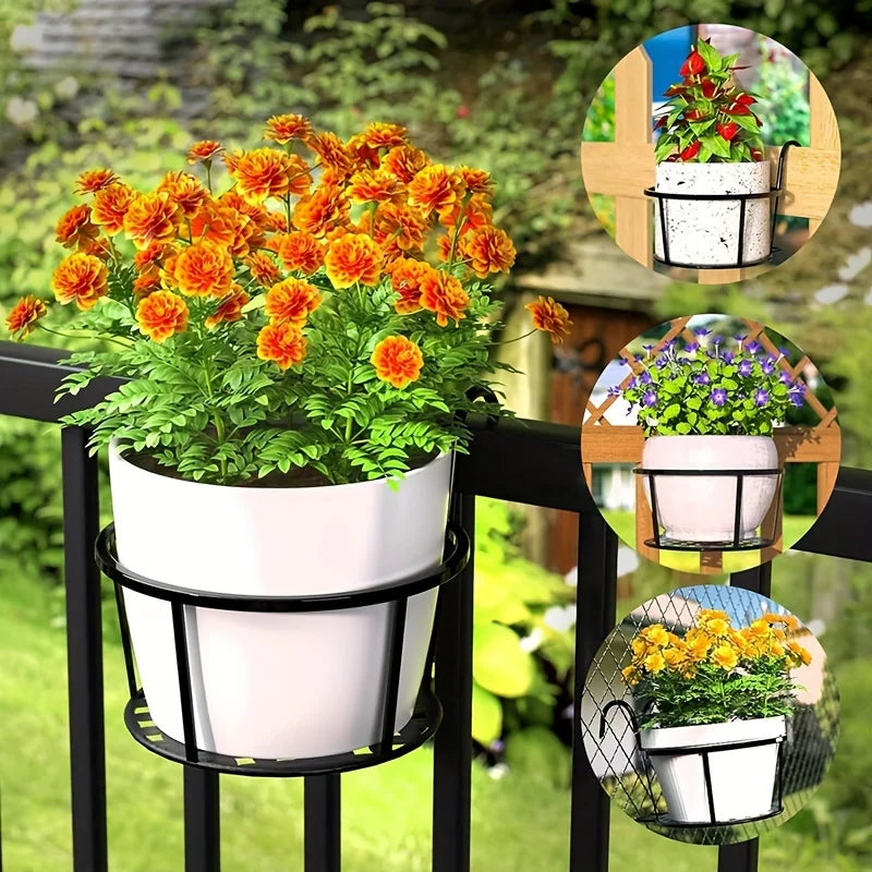 One pack of 3 iron art hanging flower pots with hanging hooks, metal plant planting hanging basket, detachable, for balcony, fen