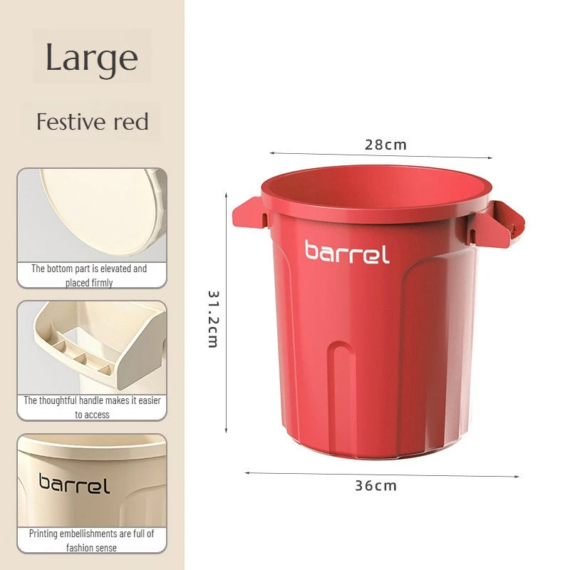 18/26L Large Capacity Trash Can Home Storage Bin Open Top Double Handle Minimalist Design for Kitchen Bathroom Living Room