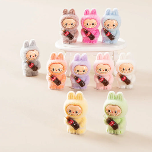 1-10pcs Lovely Lububu Coke Bottle Flocked DIY Action Figure Decorative Pendant Desktop Dolls Car Ornaments Toy Christmas Gifts