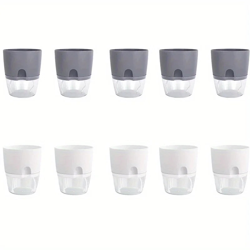 10/5Pcs Self Watering Plastic Flower Pot Double Layer Hydroponics Plants Bonsai Pot Vases Succulent Potted Home Office Decor